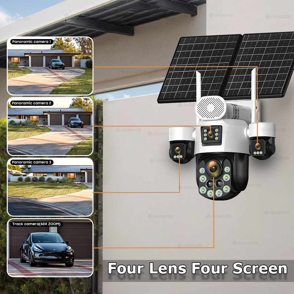 4렌즈 아웃도어 360 °   감시용 태양광 카메라 2 - Home Security Items 리뷰 및 가격