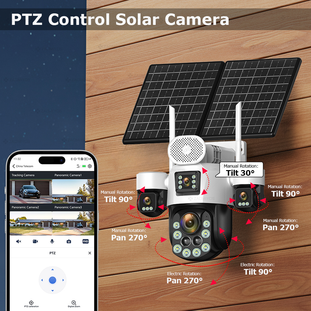 4렌즈 아웃도어 360 °   감시용 태양광 카메라 2 - Home Security Items 리뷰 및 가격