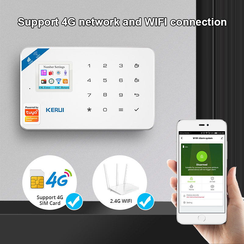 KERUI 보안 경보 시스템 키트 W184 4G WIF - Sim Gsm Alarm 리뷰 및 가격